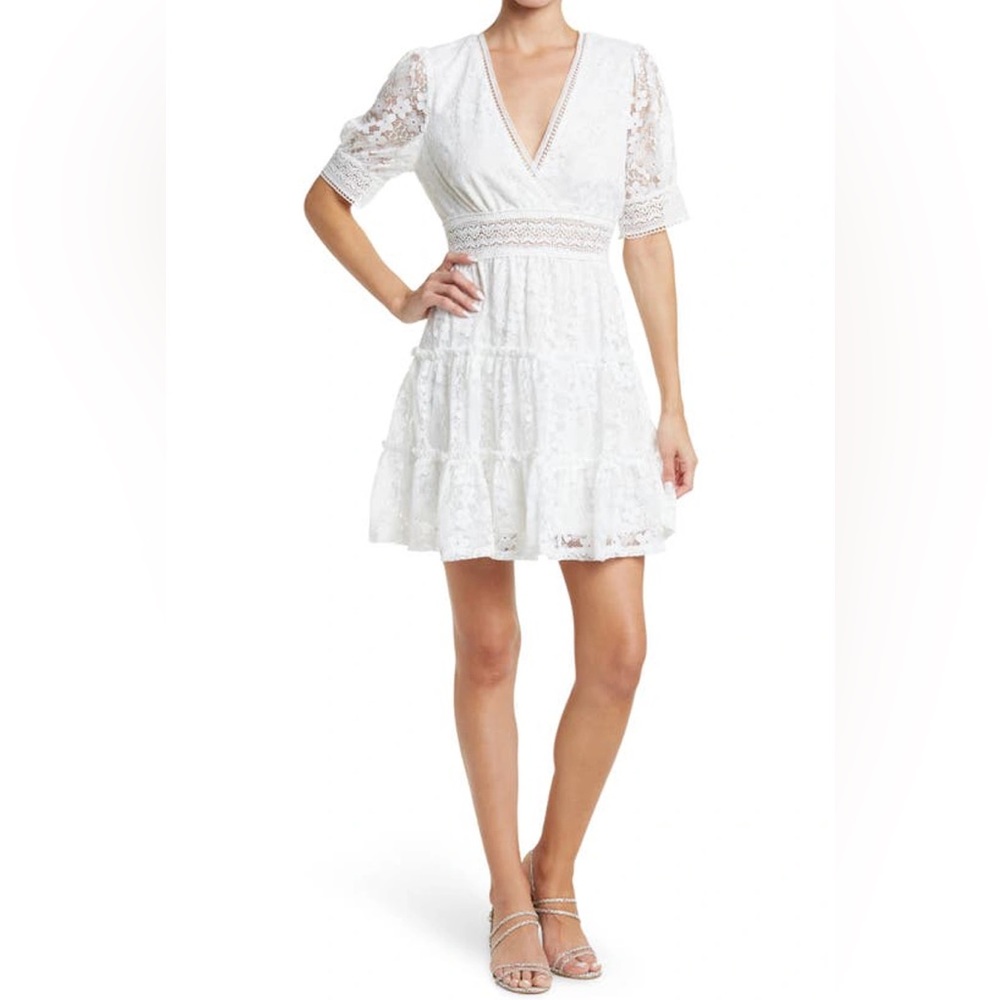 NWT NSR Amelie Eyelet Mini White Lace Dress Size: XS